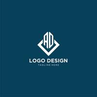 Initial AO logo square rhombus with lines, modern and elegant logo design vector