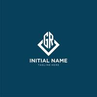 Initial GR logo square rhombus with lines, modern and elegant logo design vector