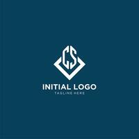 Initial CS logo square rhombus with lines, modern and elegant logo design vector