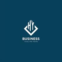 Initial HY logo square rhombus with lines, modern and elegant logo design vector