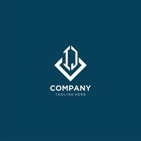 Initial IJ logo square rhombus with lines, modern and elegant logo design vector