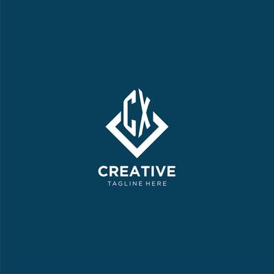 Initial CX logo square rhombus with lines, modern and elegant logo design