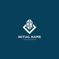 inicial br logo cuadrado rombo con líneas, moderno y elegante logo diseño vector