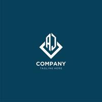 Initial AJ logo square rhombus with lines, modern and elegant logo design vector