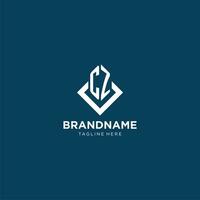 Initial CZ logo square rhombus with lines, modern and elegant logo design vector