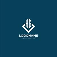 Initial HG logo square rhombus with lines, modern and elegant logo design vector