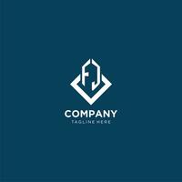 Initial FJ logo square rhombus with lines, modern and elegant logo design vector