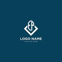 Initial EP logo square rhombus with lines, modern and elegant logo design vector