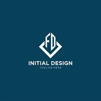 inicial fd logo cuadrado rombo con líneas, moderno y elegante logo diseño vector