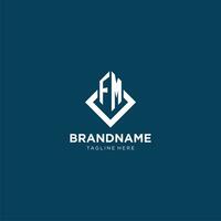 Initial FM logo square rhombus with lines, modern and elegant logo design vector