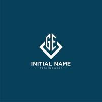 Initial GE logo square rhombus with lines, modern and elegant logo design vector