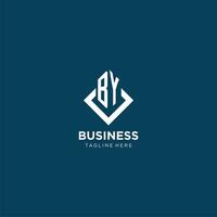 Initial BY logo square rhombus with lines, modern and elegant logo design vector