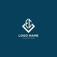 Initial EC logo square rhombus with lines, modern and elegant logo design vector