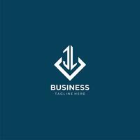 Initial JL logo square rhombus with lines, modern and elegant logo design vector