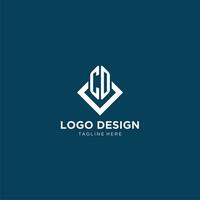 inicial co logo cuadrado rombo con líneas, moderno y elegante logo diseño vector