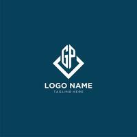 Initial GP logo square rhombus with lines, modern and elegant logo design vector