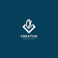 Initial CK logo square rhombus with lines, modern and elegant logo design vector