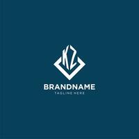 Initial KZ logo square rhombus with lines, modern and elegant logo design vector