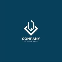 Initial LJ logo square rhombus with lines, modern and elegant logo design vector