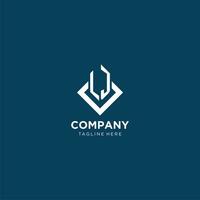 Initial LJ logo square rhombus with lines, modern and elegant logo design vector