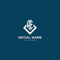 Initial AE logo square rhombus with lines, modern and elegant logo design vector