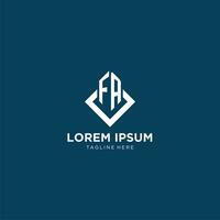 Initial FA logo square rhombus with lines, modern and elegant logo design vector