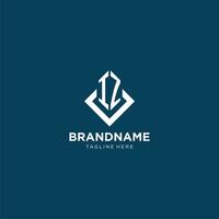 Initial IZ logo square rhombus with lines, modern and elegant logo design vector