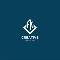 Initial FK logo square rhombus with lines, modern and elegant logo design vector