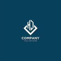 Initial HJ logo square rhombus with lines, modern and elegant logo design vector