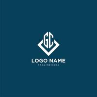 Initial GC logo square rhombus with lines, modern and elegant logo design vector