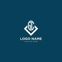 Initial GC logo square rhombus with lines, modern and elegant logo design vector