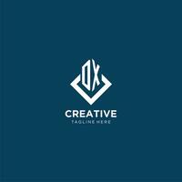 Initial DX logo square rhombus with lines, modern and elegant logo design vector