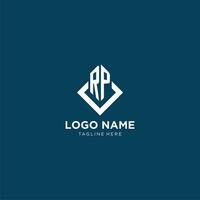 Initial RP logo square rhombus with lines, modern and elegant logo design vector