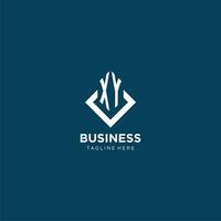 Initial XY logo square rhombus with lines, modern and elegant logo design vector