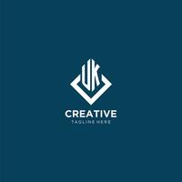 Initial UK logo square rhombus with lines, modern and elegant logo design vector