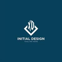 inicial xq logo cuadrado rombo con líneas, moderno y elegante logo diseño vector