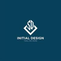 Initial SQ logo square rhombus with lines, modern and elegant logo design vector