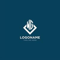 Initial WG logo square rhombus with lines, modern and elegant logo design vector