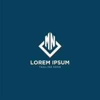 Initial MN logo square rhombus with lines, modern and elegant logo design vector