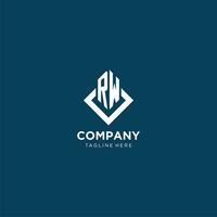 Initial RW logo square rhombus with lines, modern and elegant logo design vector