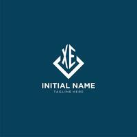 Initial XE logo square rhombus with lines, modern and elegant logo design vector