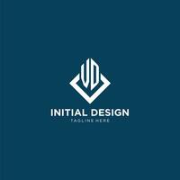 Initial VD logo square rhombus with lines, modern and elegant logo design vector