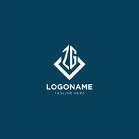 Initial ZG logo square rhombus with lines, modern and elegant logo design vector