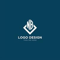 Initial NB logo square rhombus with lines, modern and elegant logo design vector
