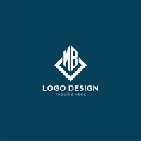 Initial MB logo square rhombus with lines, modern and elegant logo design vector