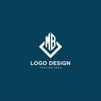 Initial MB logo square rhombus with lines, modern and elegant logo design vector