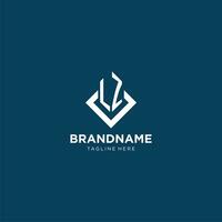 Initial LZ logo square rhombus with lines, modern and elegant logo design vector