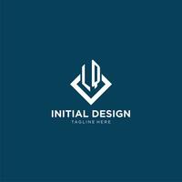 Initial LQ logo square rhombus with lines, modern and elegant logo design vector