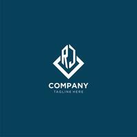 Initial RJ logo square rhombus with lines, modern and elegant logo design vector