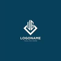 Initial UG logo square rhombus with lines, modern and elegant logo design vector